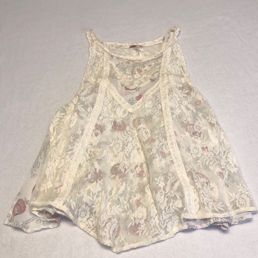 Free People Size XS Floral Lace Tank